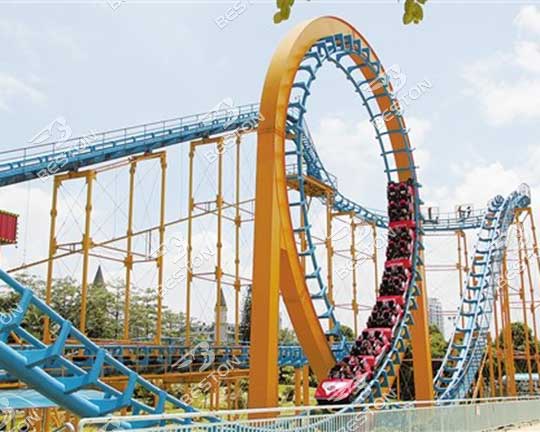 3 loops theme park roller coaster for sale