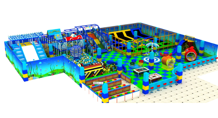 Trampoline park area for indoor playground 